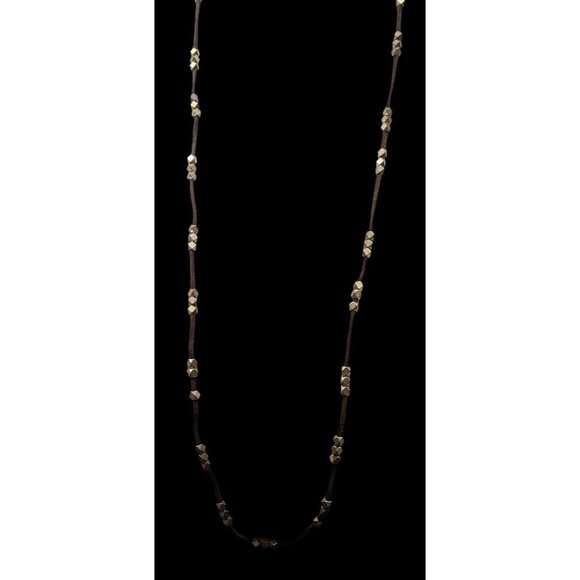 Bohemian Festival Suede Gold Tone Beaded Necklace/Wrap Bracelet - Picture 5 of 7